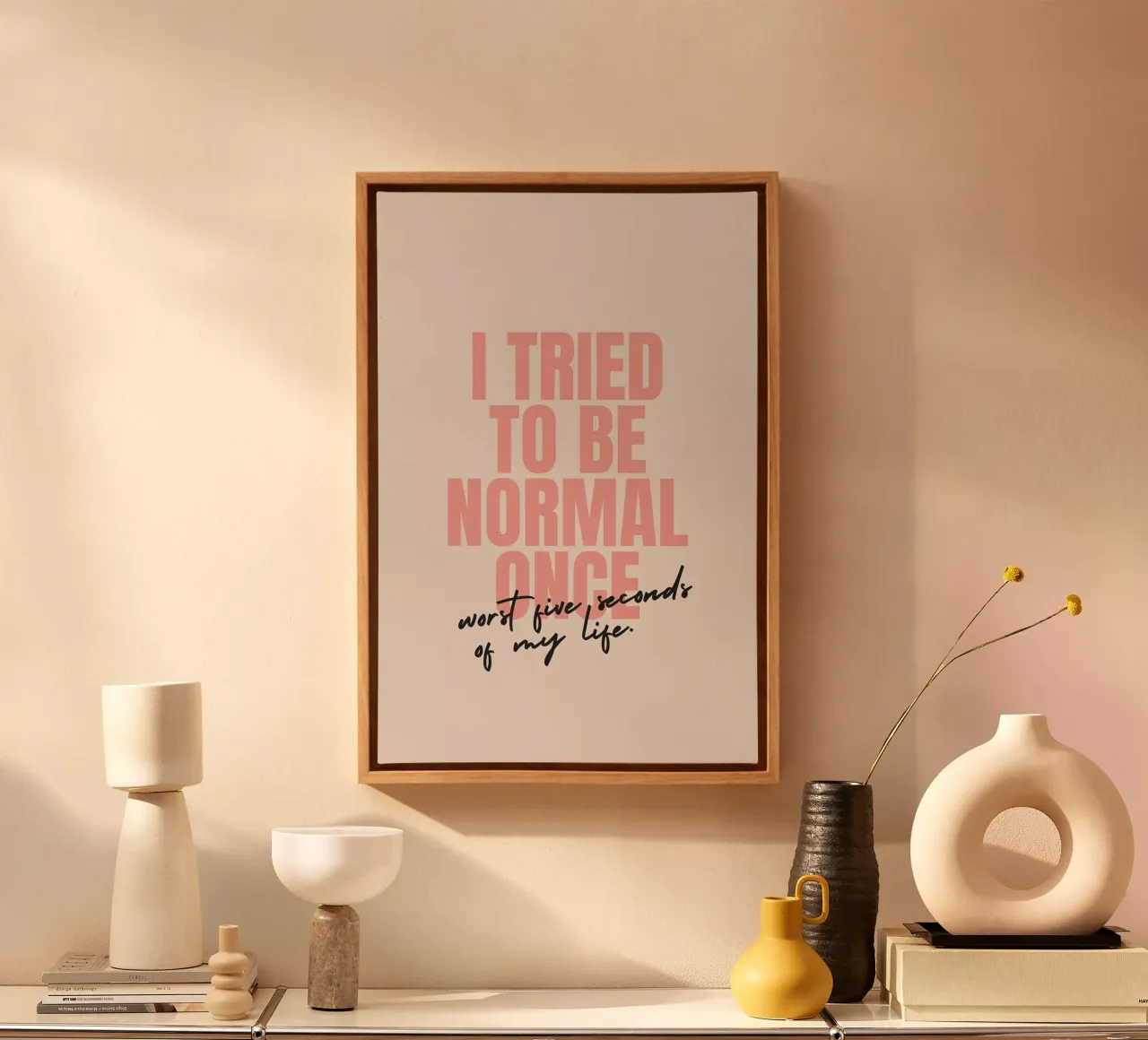 Worst Five Seconds of My Life tela con Cornice a cassetta da Mottos by Sinan Saydik