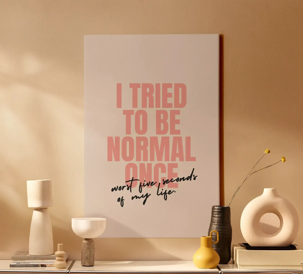 Worst Five Seconds of My Life tela con Cornice a cassetta da Mottos by Sinan Saydik