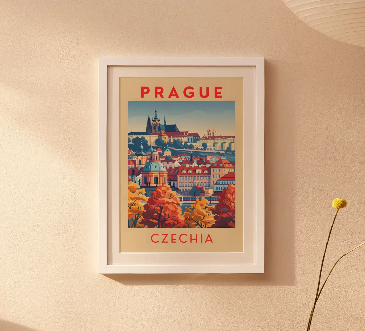 Prague, Czechia Vintage Castle Travel Poster Poster von homdeco