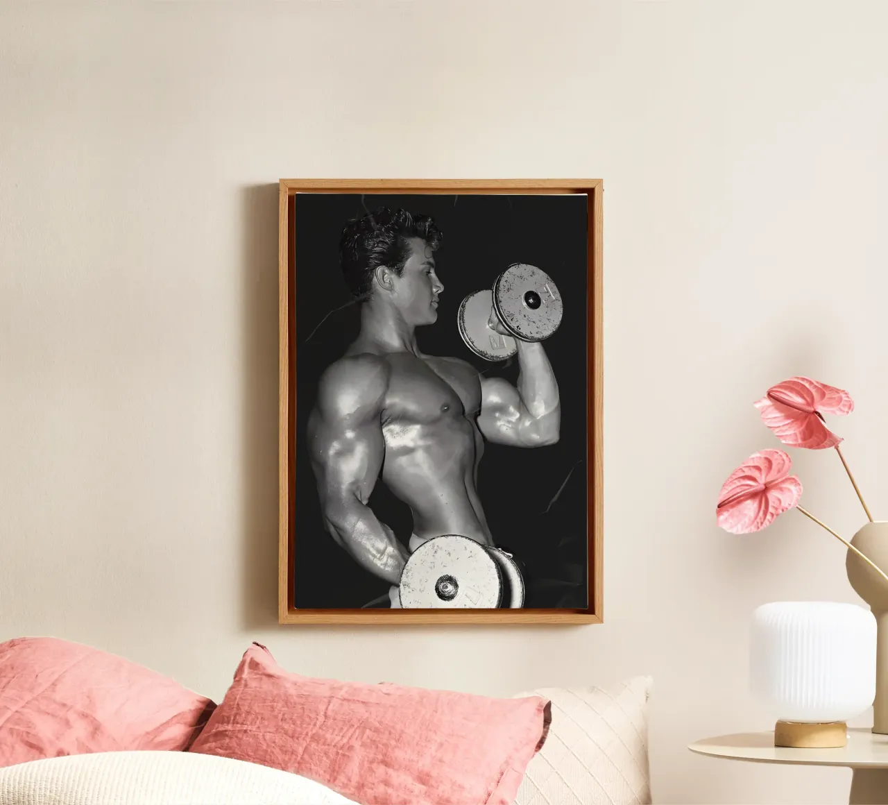 Steve Reeves canvas with Floater frame by Low poly art