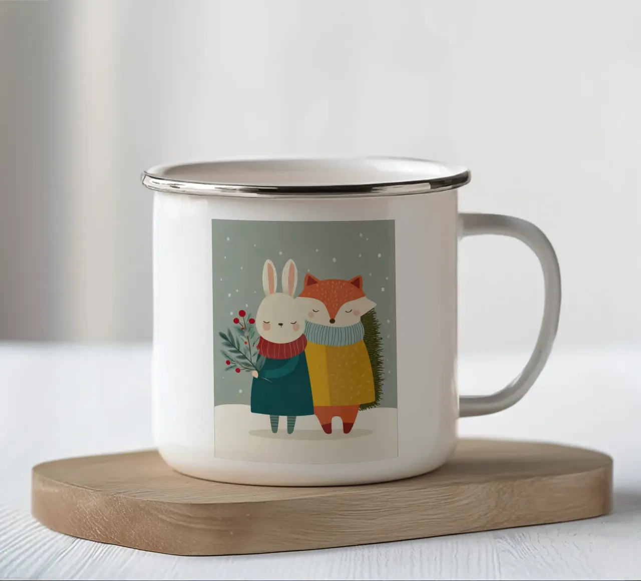 Snowy Hearts tazza in smalto da Kiara