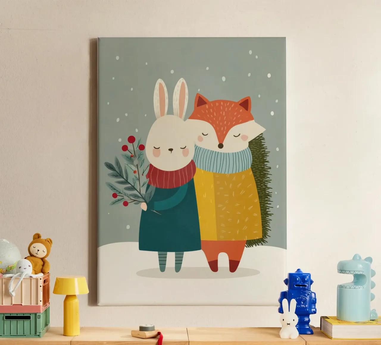 Snowy Hearts tela con Cornice a cassetta da Kiara