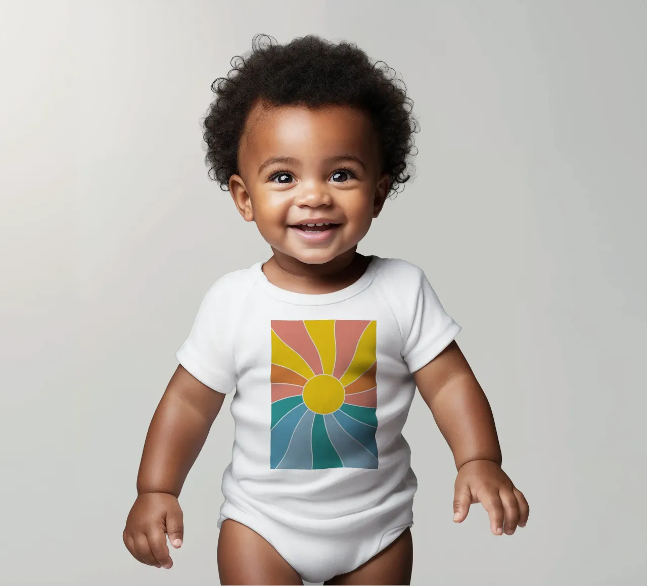 Retro Wavy Sunrays body neonato maniche corte da pierosvisuals