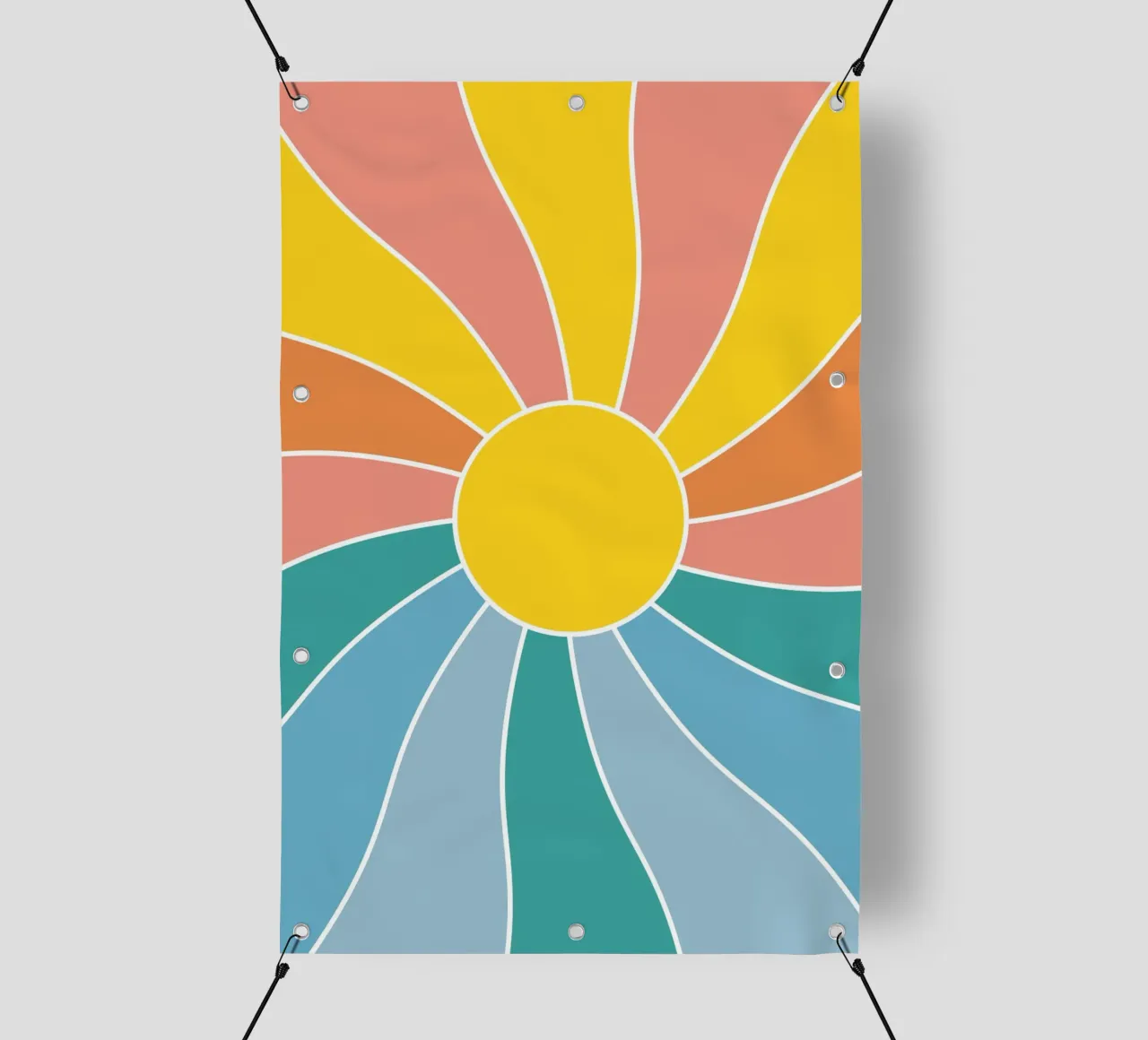 Retro Wavy Sunrays telo in pvc da pierosvisuals