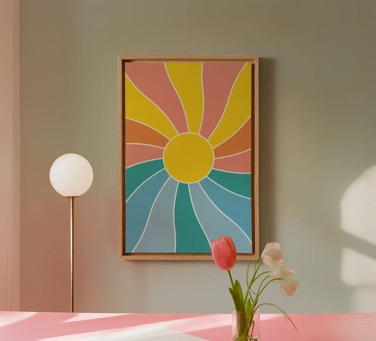 Retro Wavy Sunrays tela con Cornice a cassetta da pierosvisuals