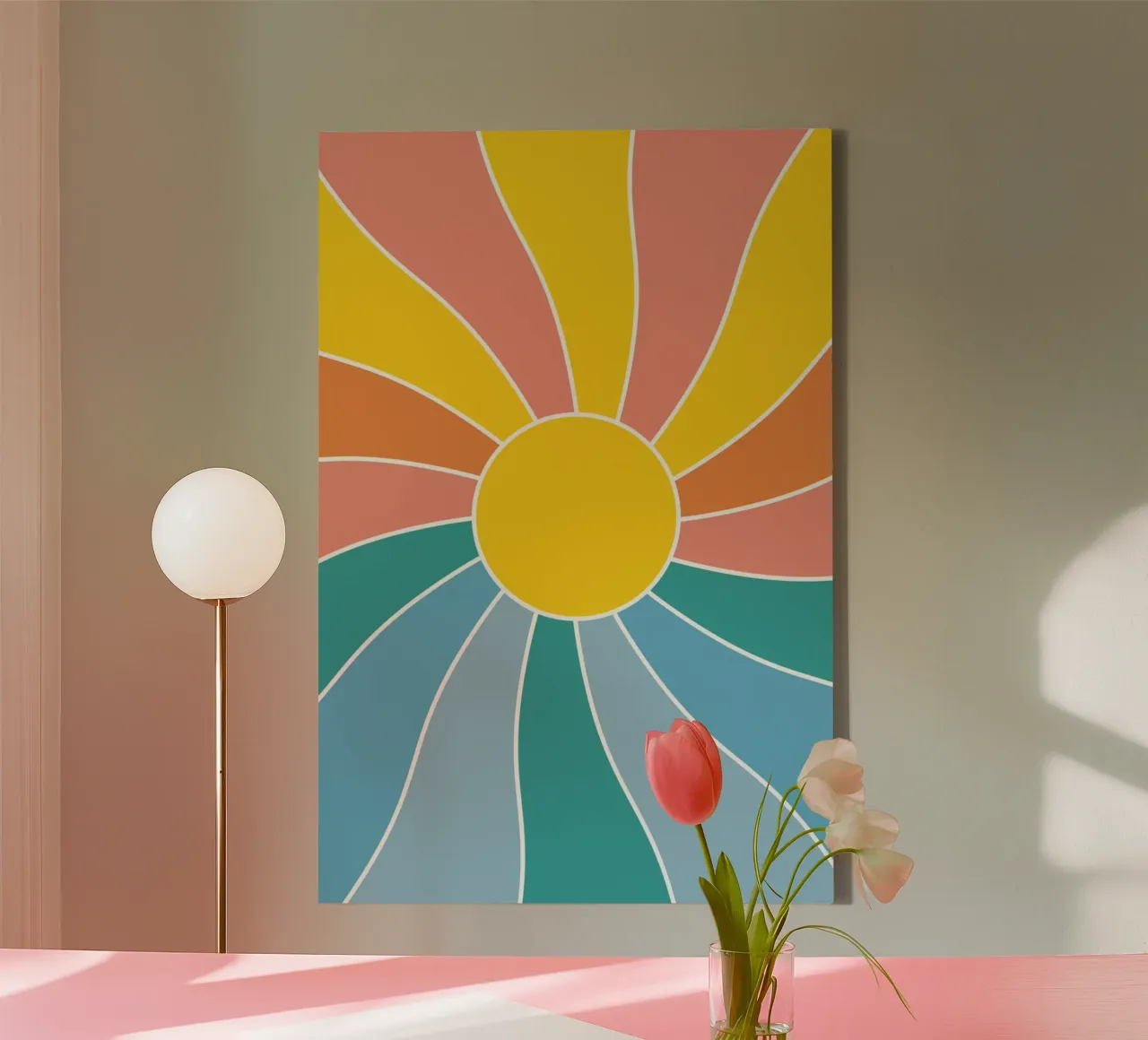 Retro Wavy Sunrays tela con Cornice a cassetta da pierosvisuals