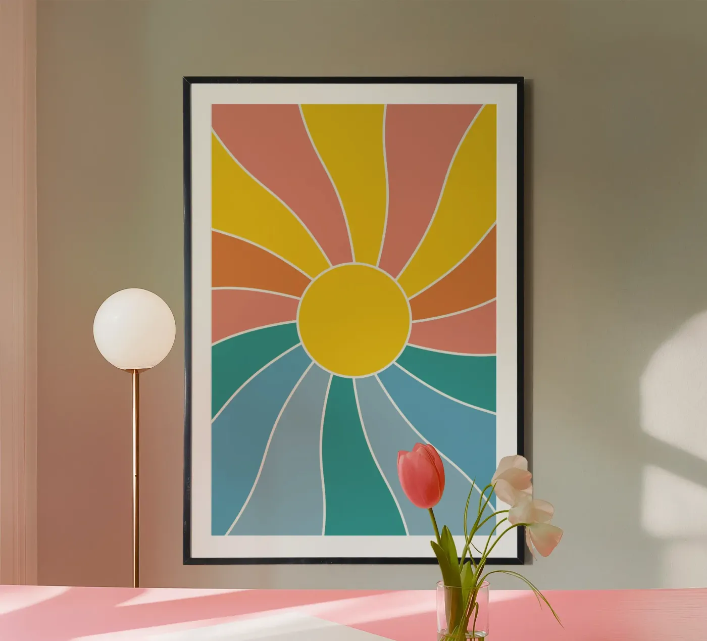 Retro Wavy Sunrays poster by pierosvisuals