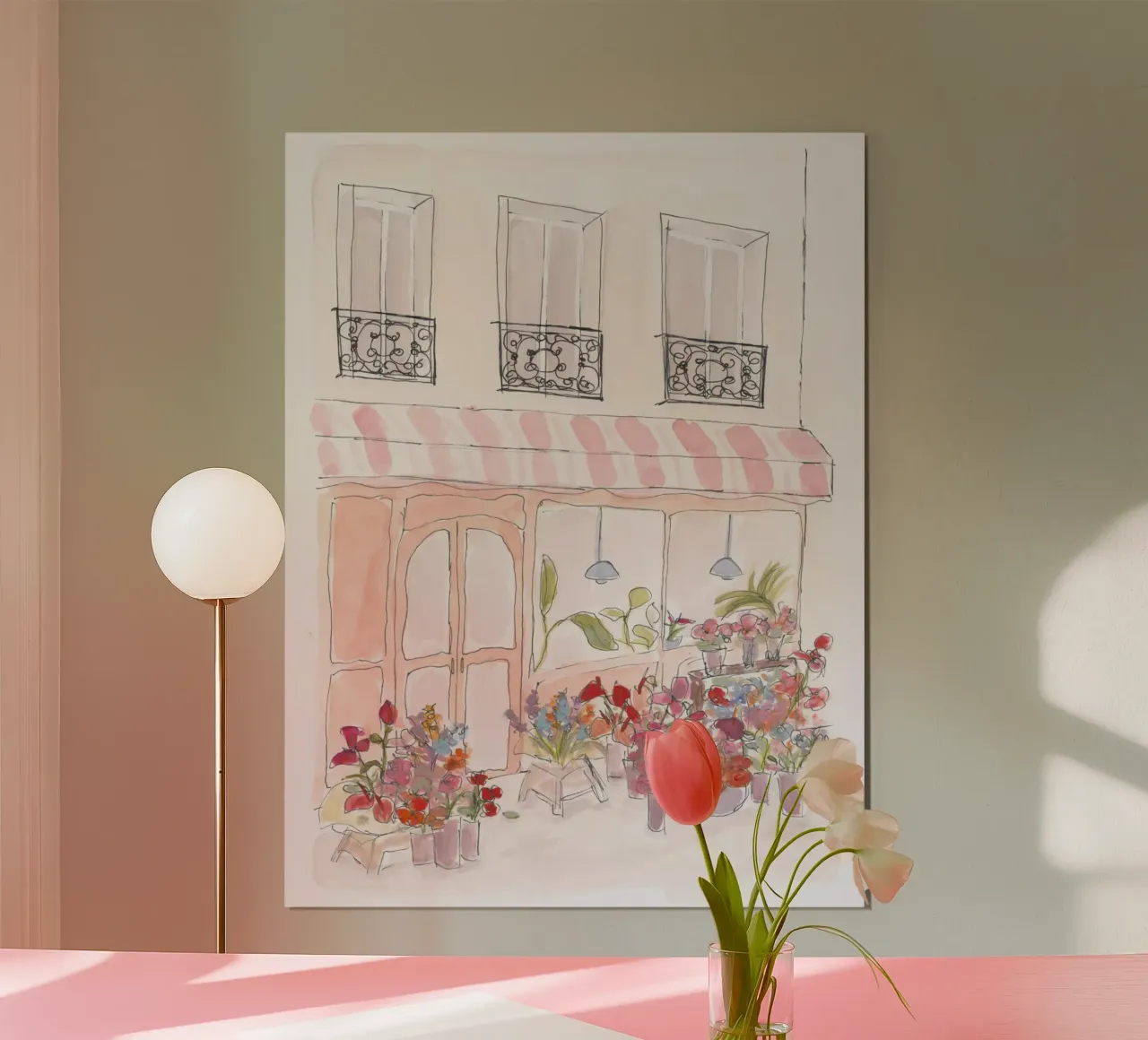 Negozio di fiori poster con telaio in legno da Katharina Puritscher