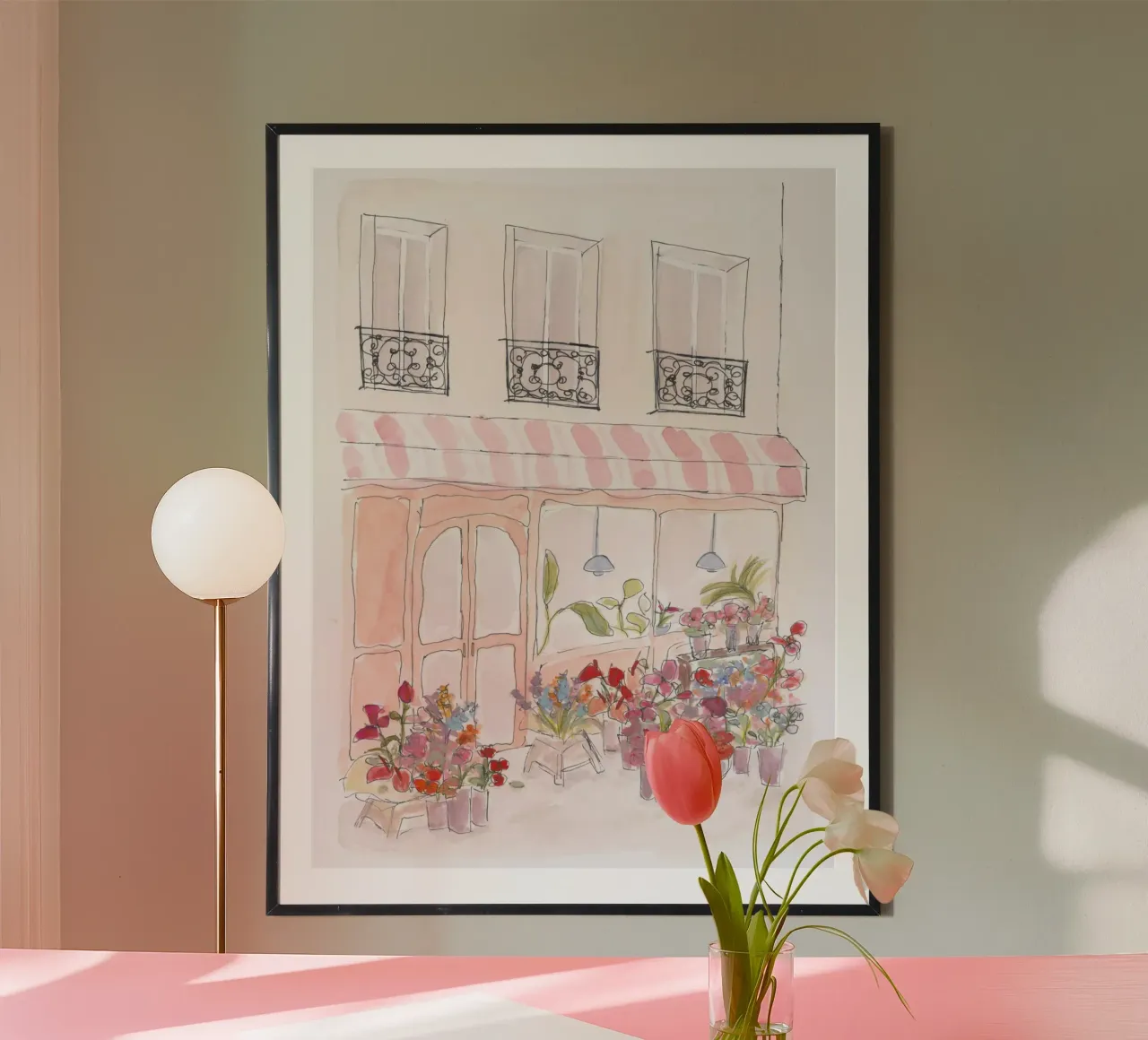 Negozio di fiori poster con telaio in legno da Katharina Puritscher