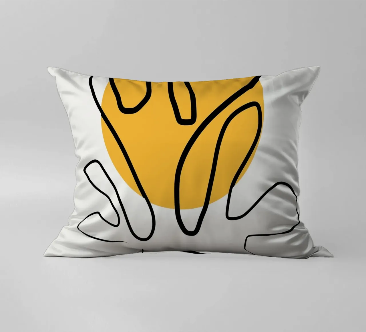 Giallo e linee artistiche 04 cuscino da Little Dean