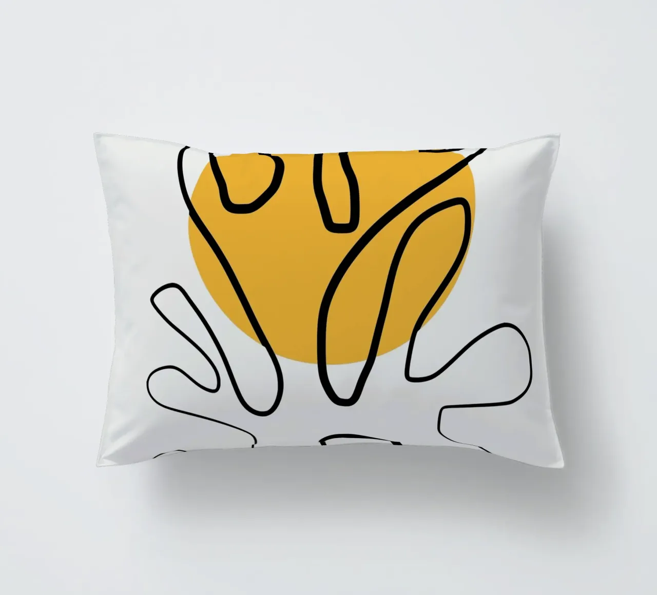 Giallo e linee artistiche 04 cuscino da Little Dean