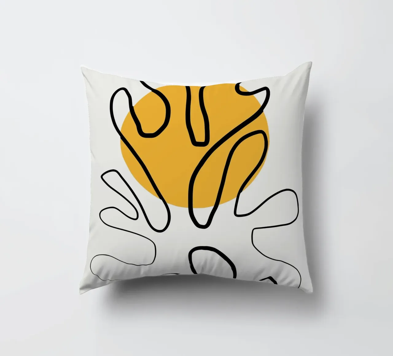 Giallo e linee artistiche 04 cuscino da Little Dean