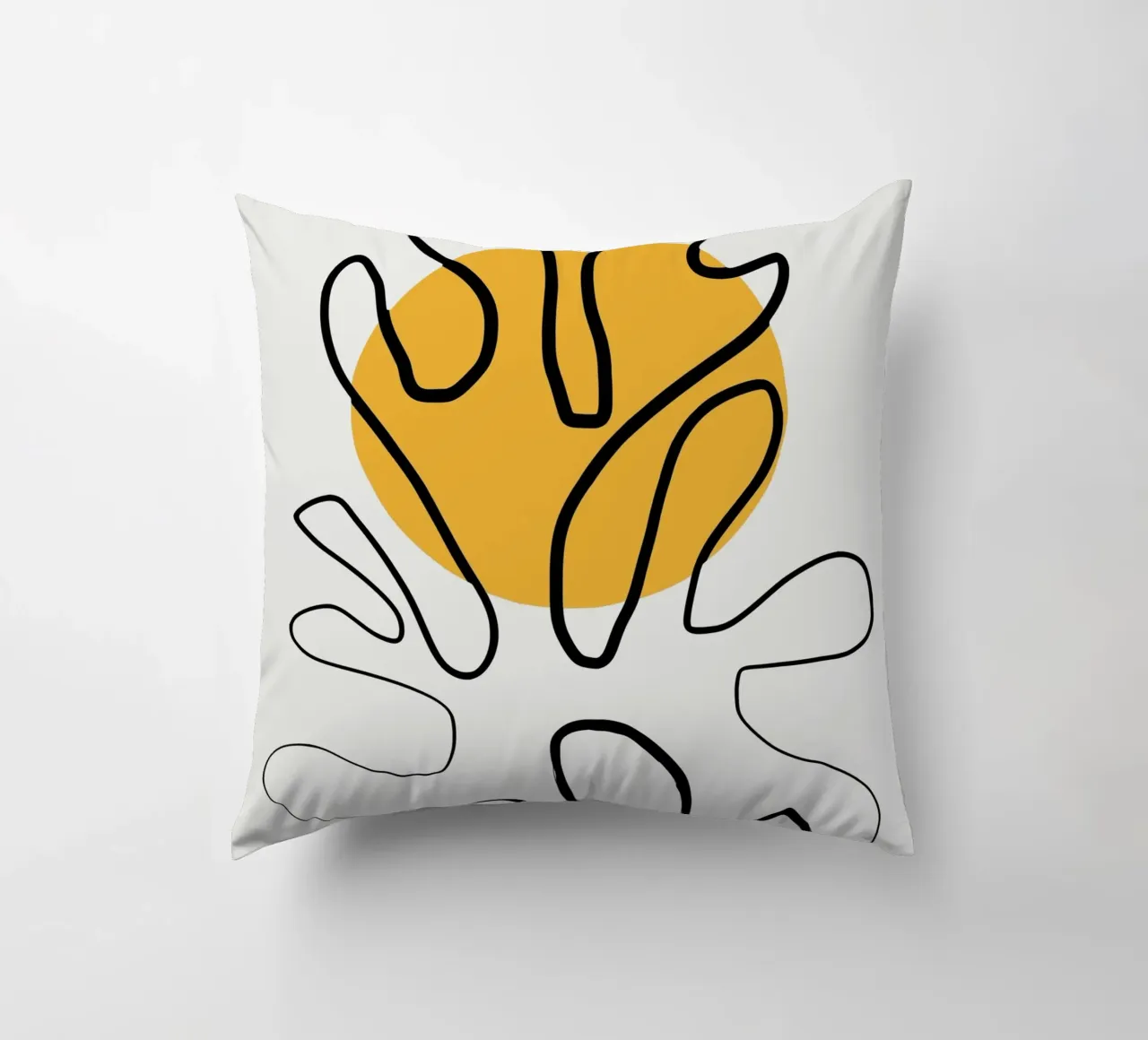 Giallo e linee artistiche 04 cuscino da Little Dean