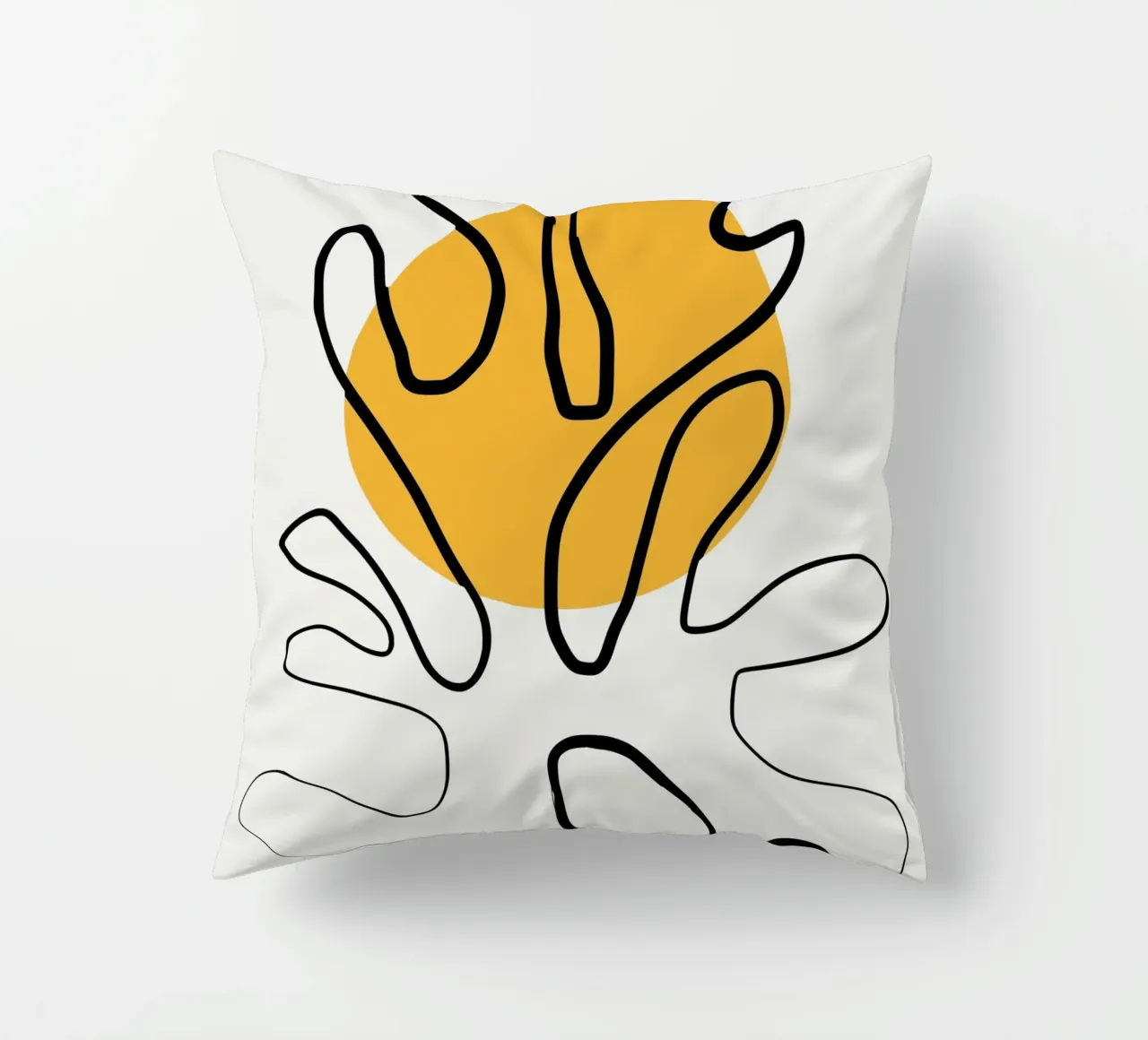 Giallo e linee artistiche 04 cuscino da Little Dean