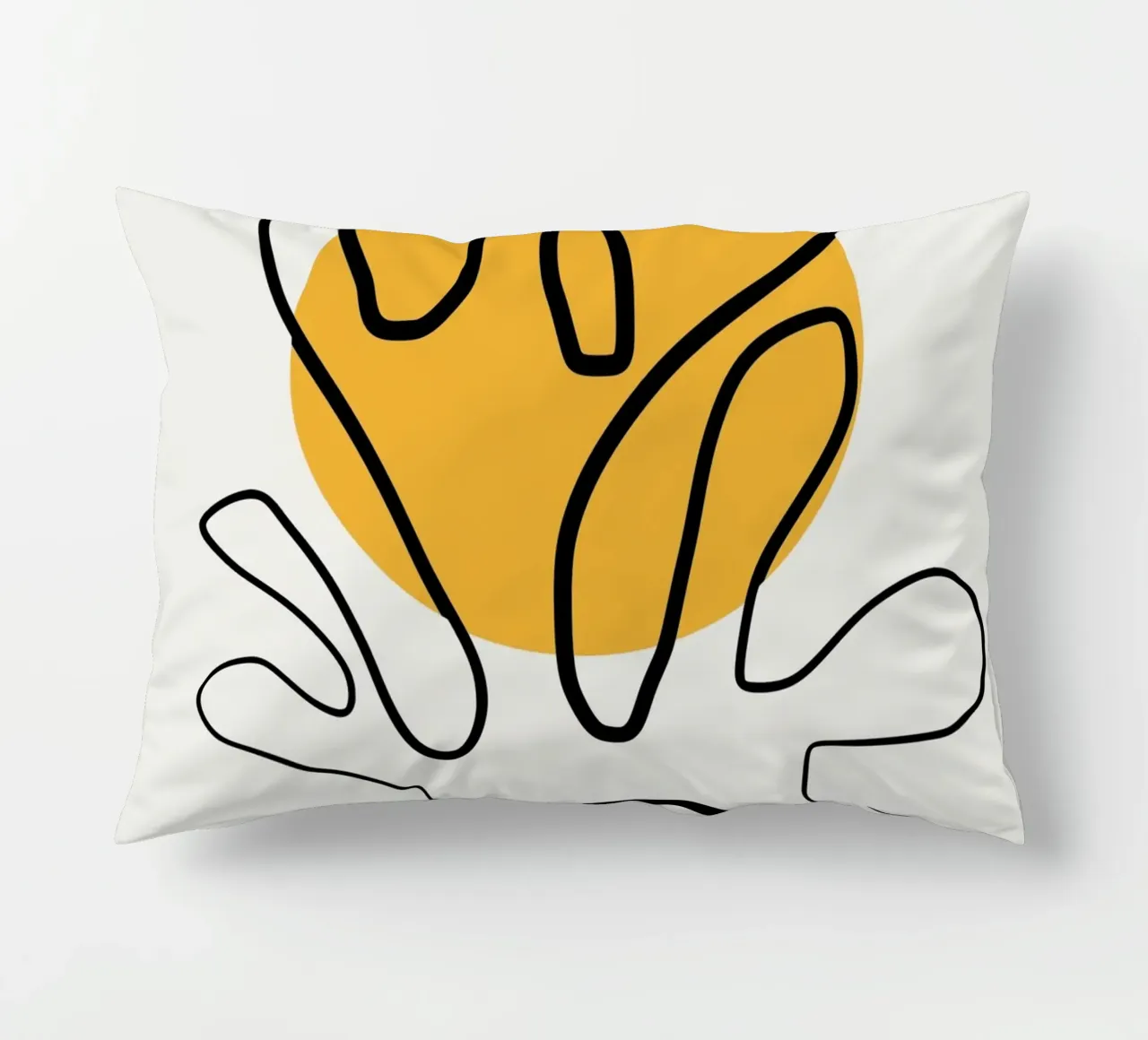 Giallo e linee artistiche 04 cuscino da Little Dean
