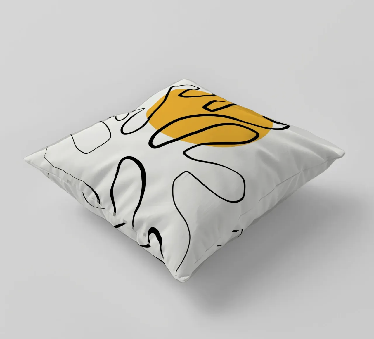 Giallo e linee artistiche 04 cuscino da Little Dean