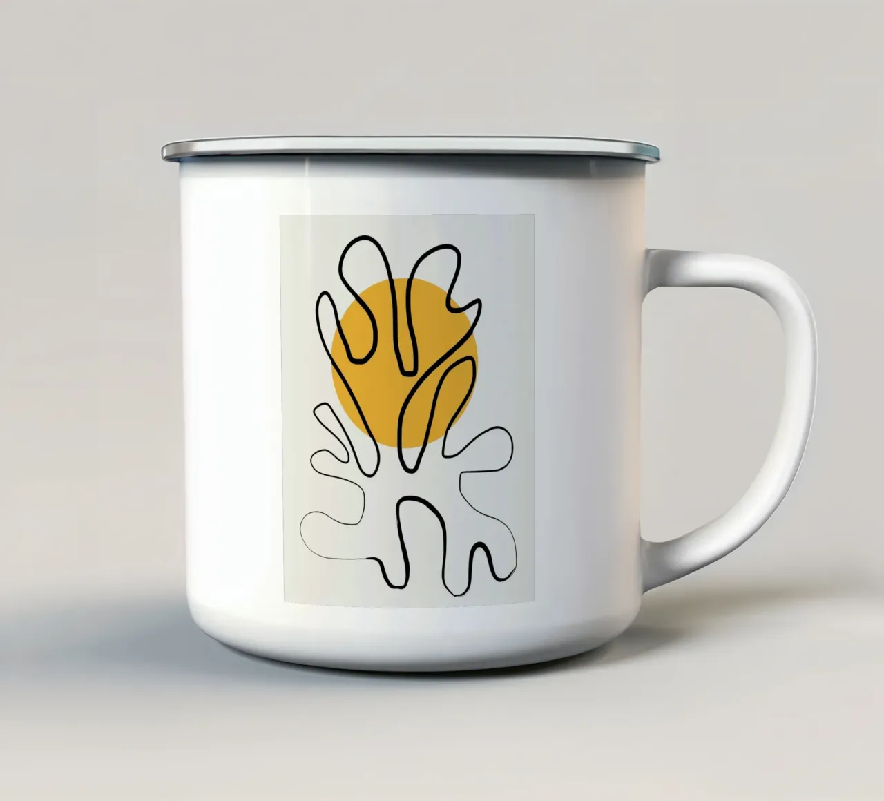 Giallo e linee artistiche 04 tazza in smalto da Little Dean