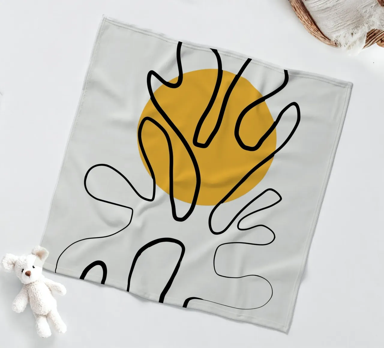 Giallo e linee artistiche 04 coperta in pile da Little Dean