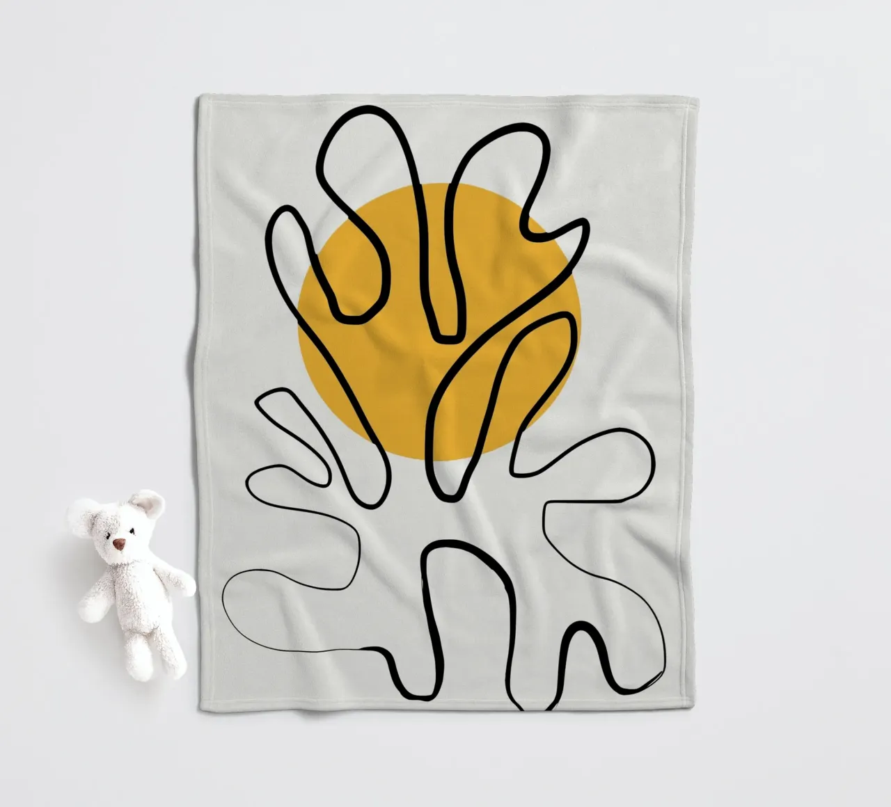 Giallo e linee artistiche 04 coperta in pile da Little Dean