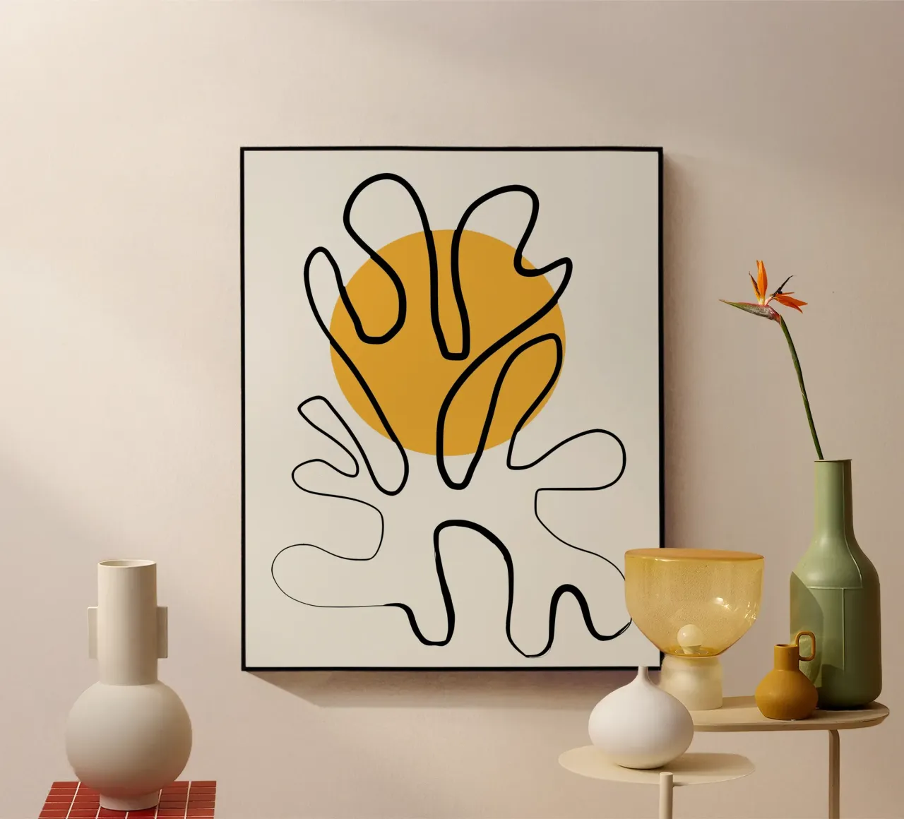 Giallo e linee artistiche 04 plexiglass da Little Dean