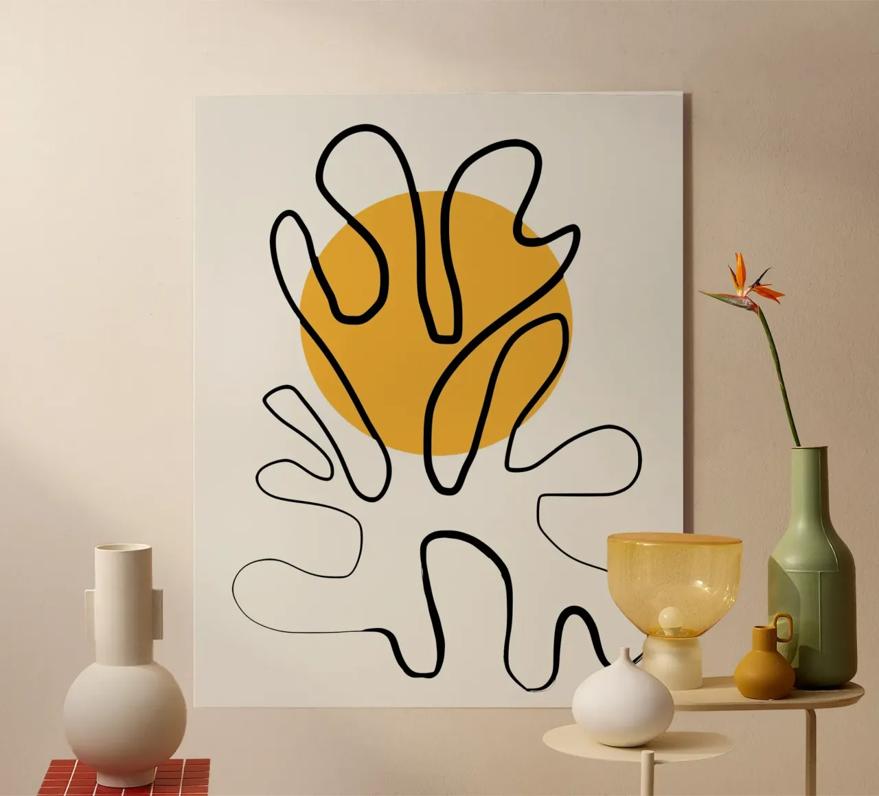 Giallo e linee artistiche 04 plexiglass da Little Dean