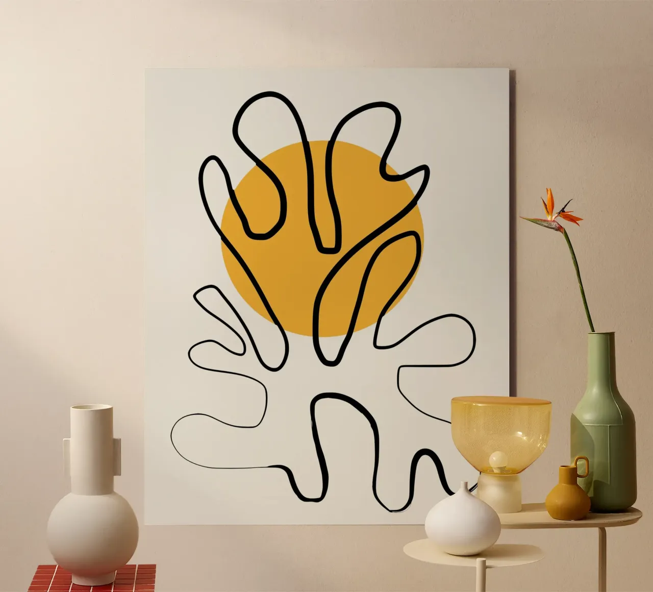 Giallo e linee artistiche 04 alluminio dibond da Little Dean