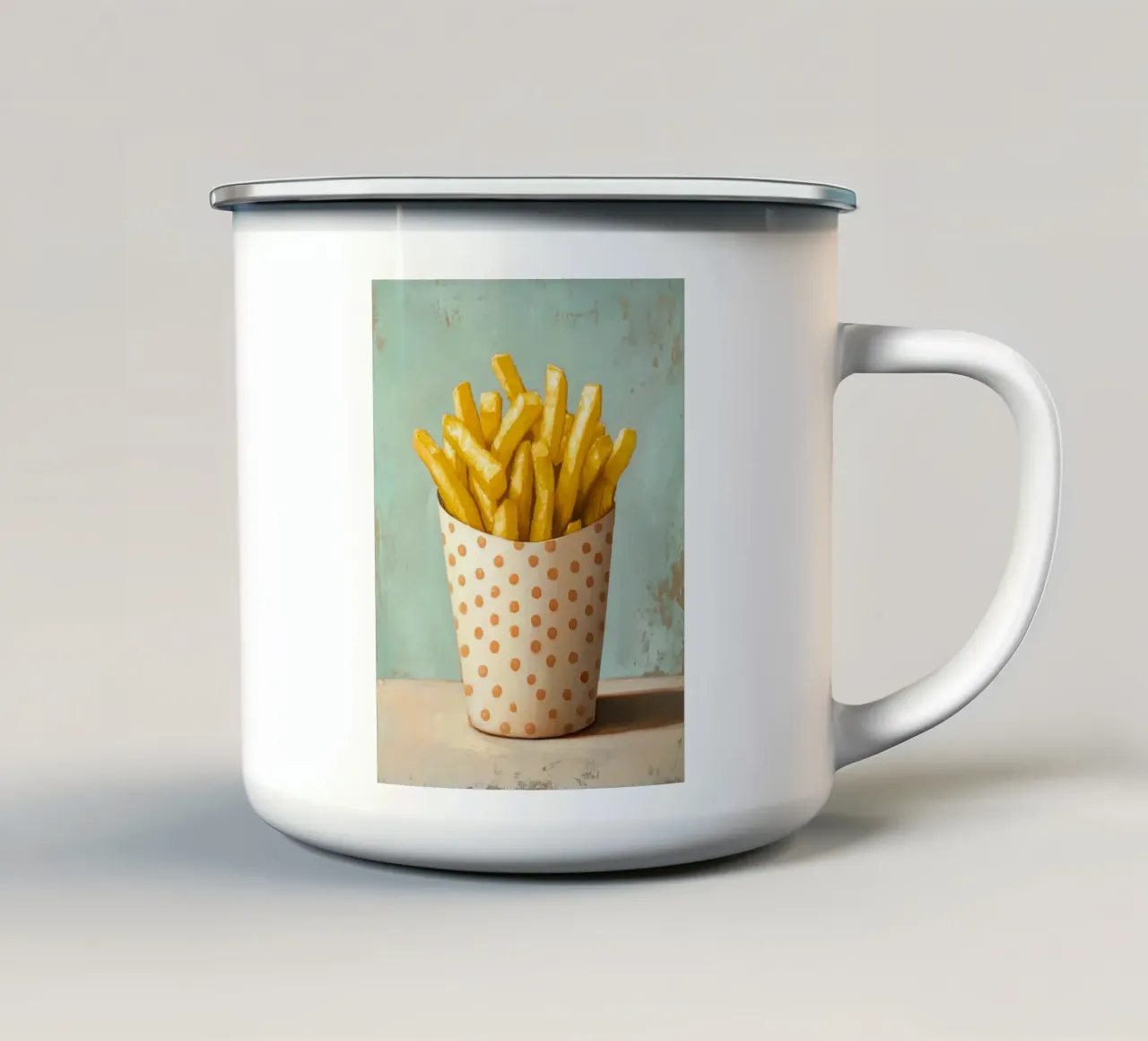 Patatine fritte con puntini tazza in smalto da Carinaprint