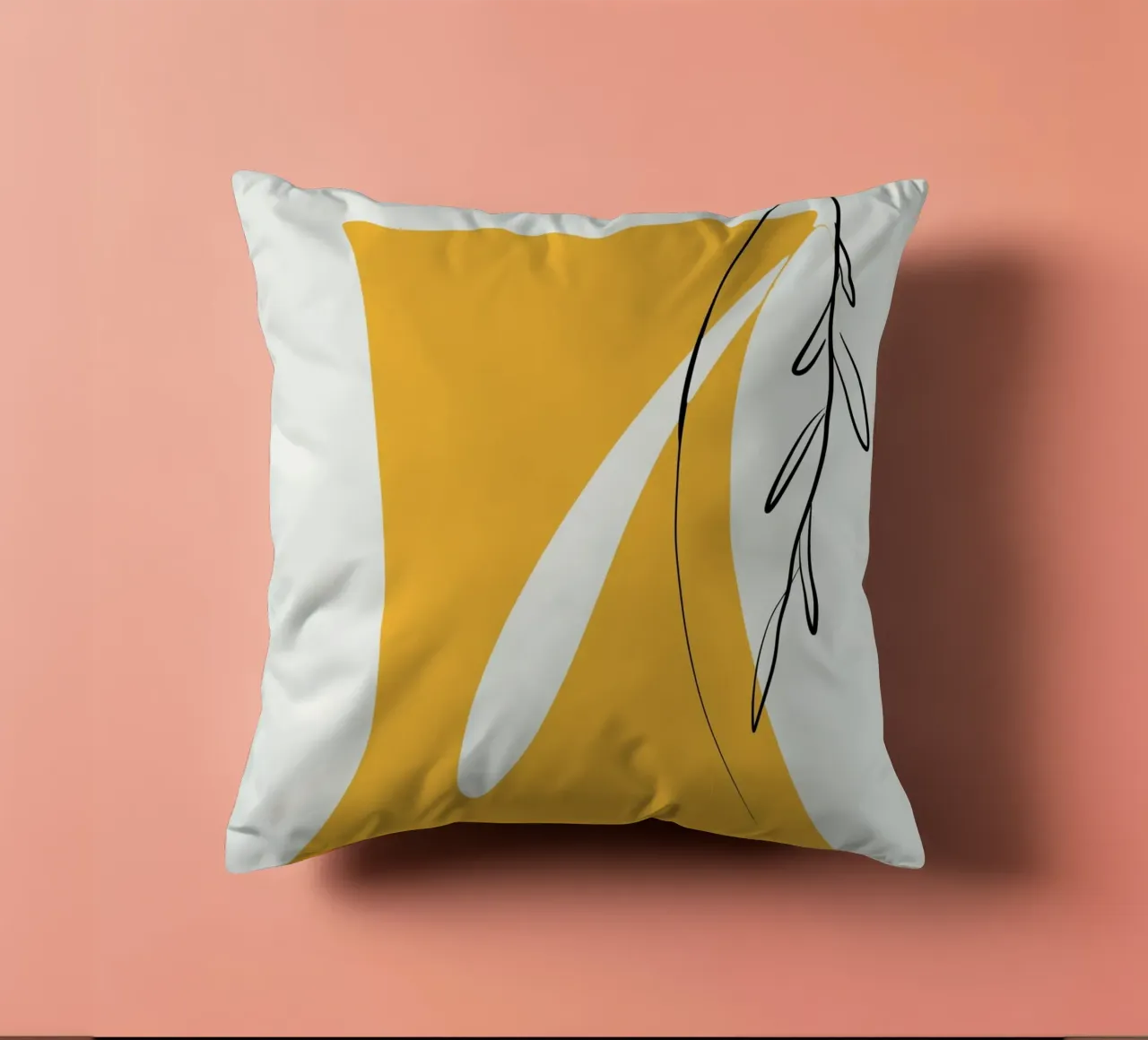 Giallo e linee artistiche 05 cuscino da Little Dean