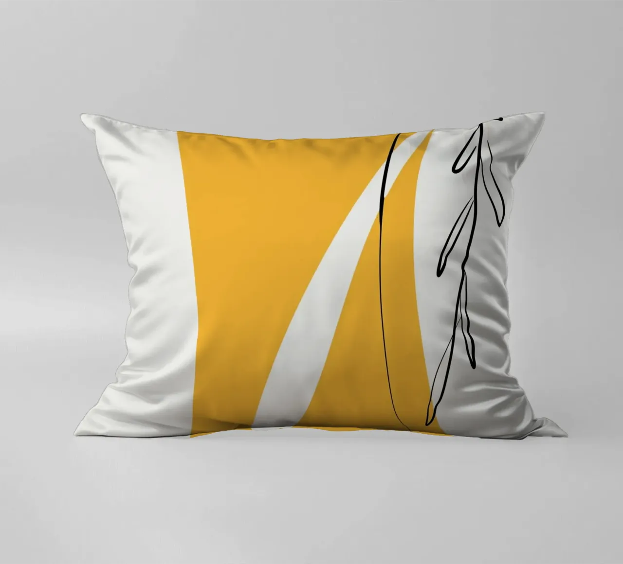 Giallo e linee artistiche 05 cuscino da Little Dean