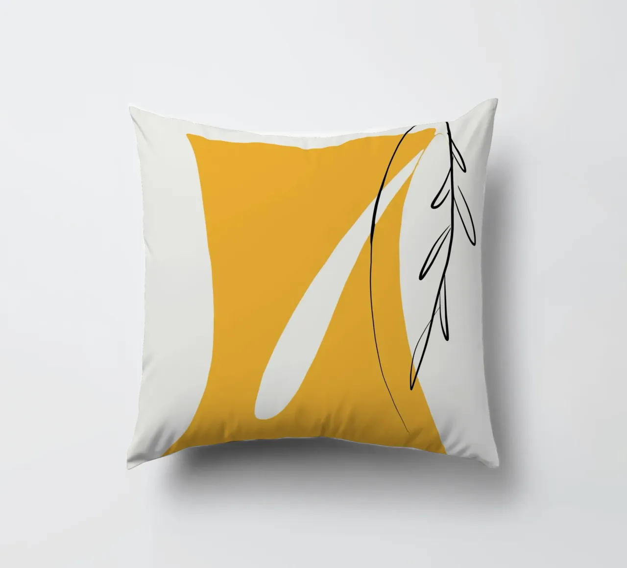Giallo e linee artistiche 05 cuscino da Little Dean
