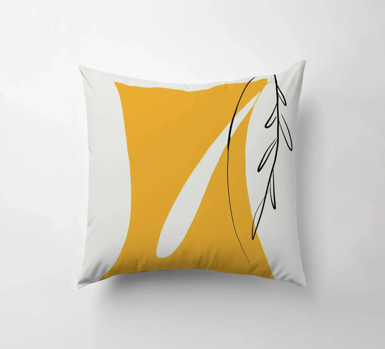 Giallo e linee artistiche 05 cuscino da Little Dean