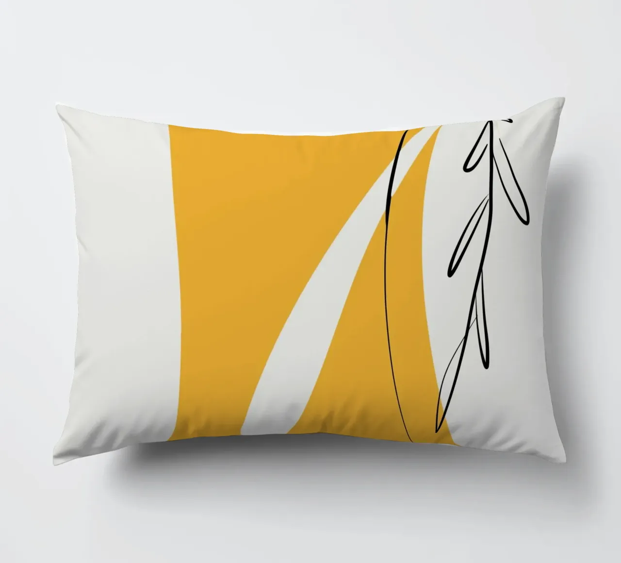 Giallo e linee artistiche 05 cuscino da Little Dean