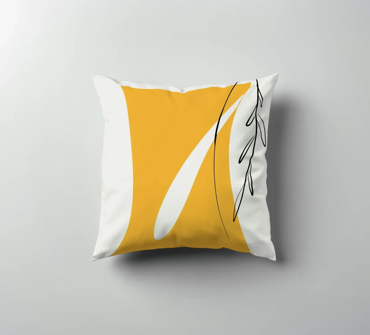 Giallo e linee artistiche 05 cuscino da Little Dean