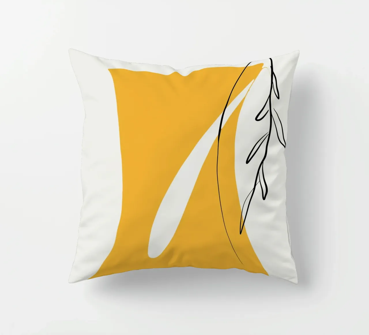 Giallo e linee artistiche 05 cuscino da Little Dean