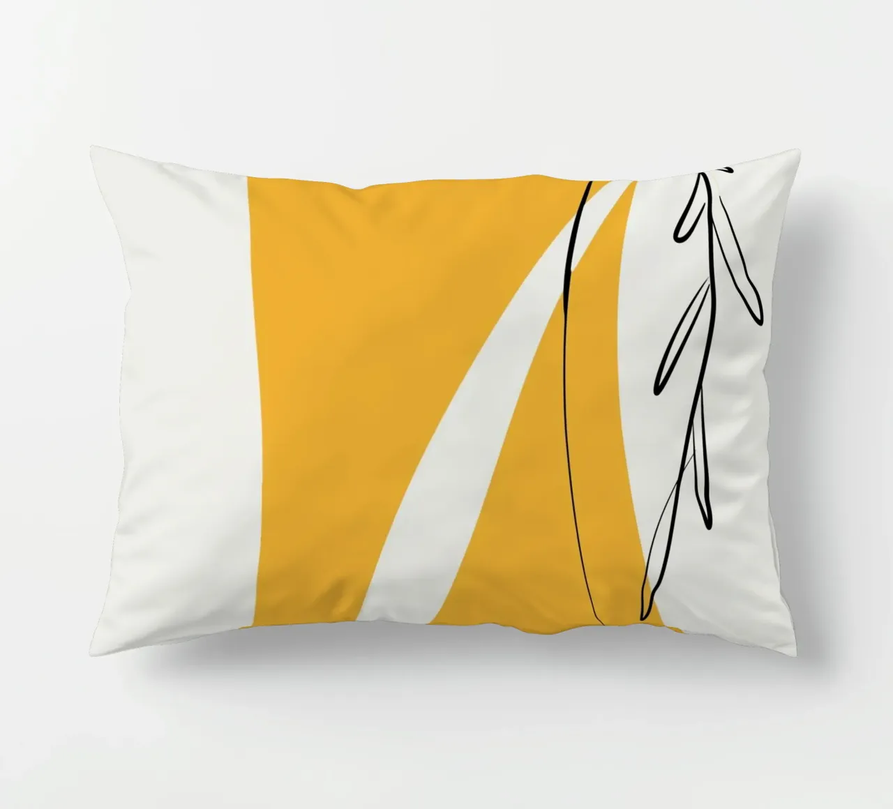 Giallo e linee artistiche 05 cuscino da Little Dean