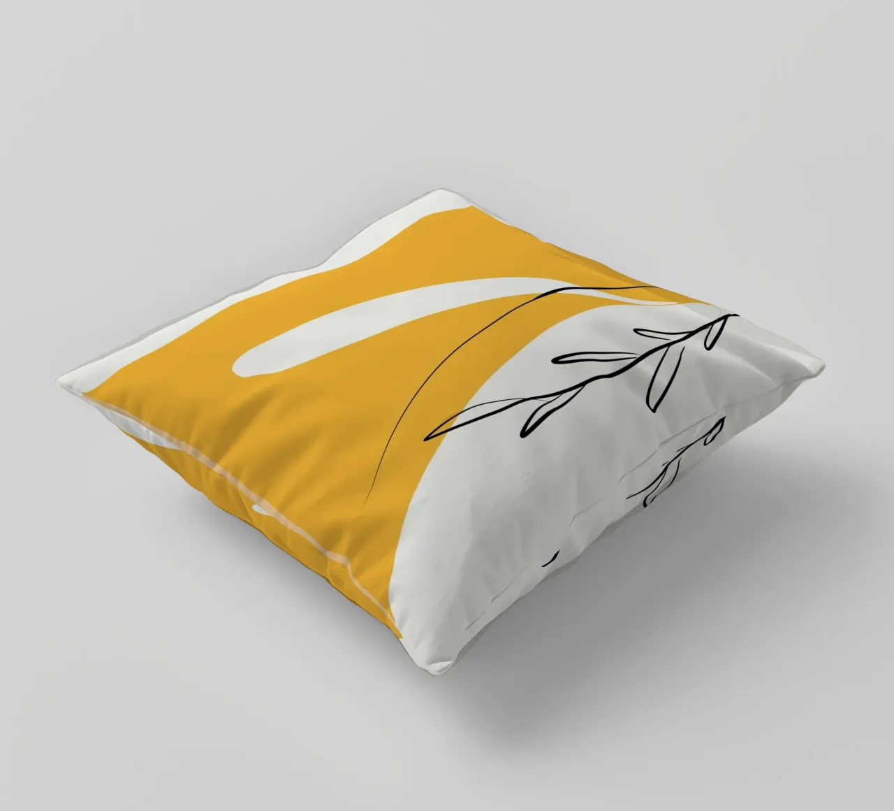 Giallo e linee artistiche 05 cuscino da Little Dean