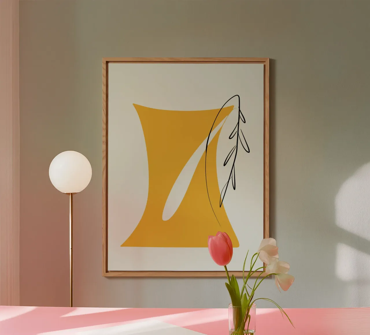 Giallo e linee artistiche 05 alluminio dibond da Little Dean