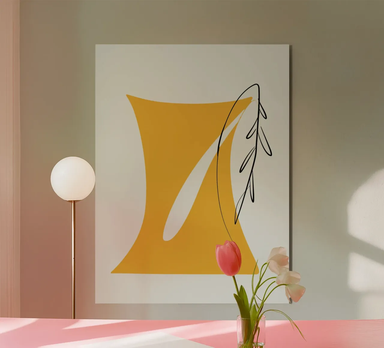 Giallo e linee artistiche 05 alluminio dibond da Little Dean