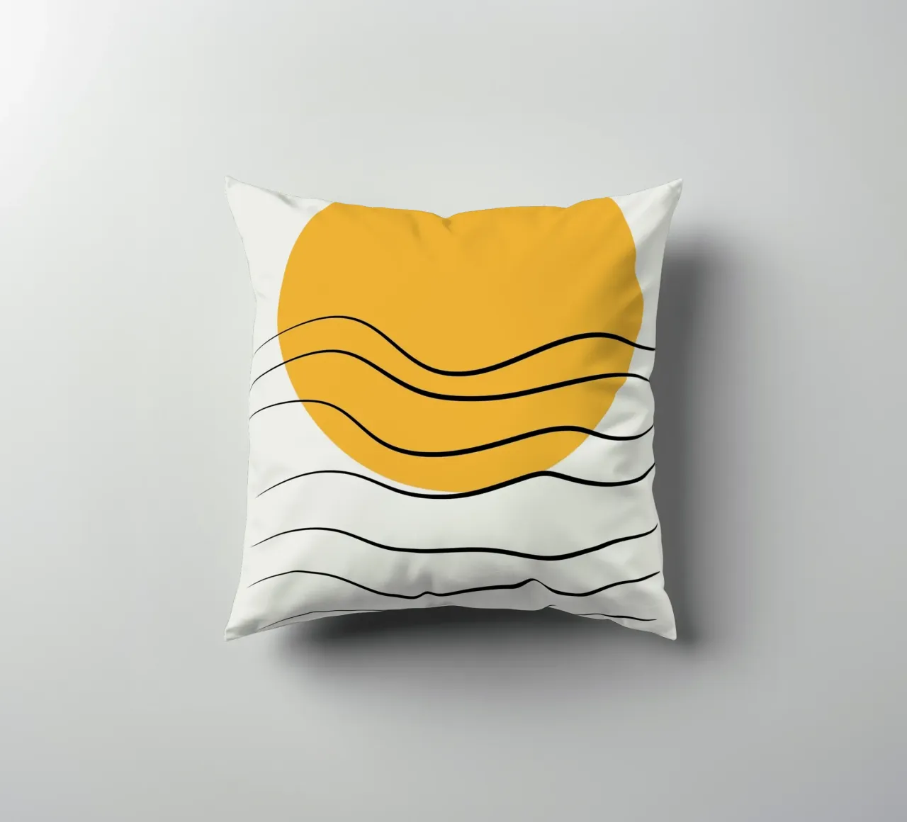 Giallo e linee artistiche 06 cuscino da Little Dean