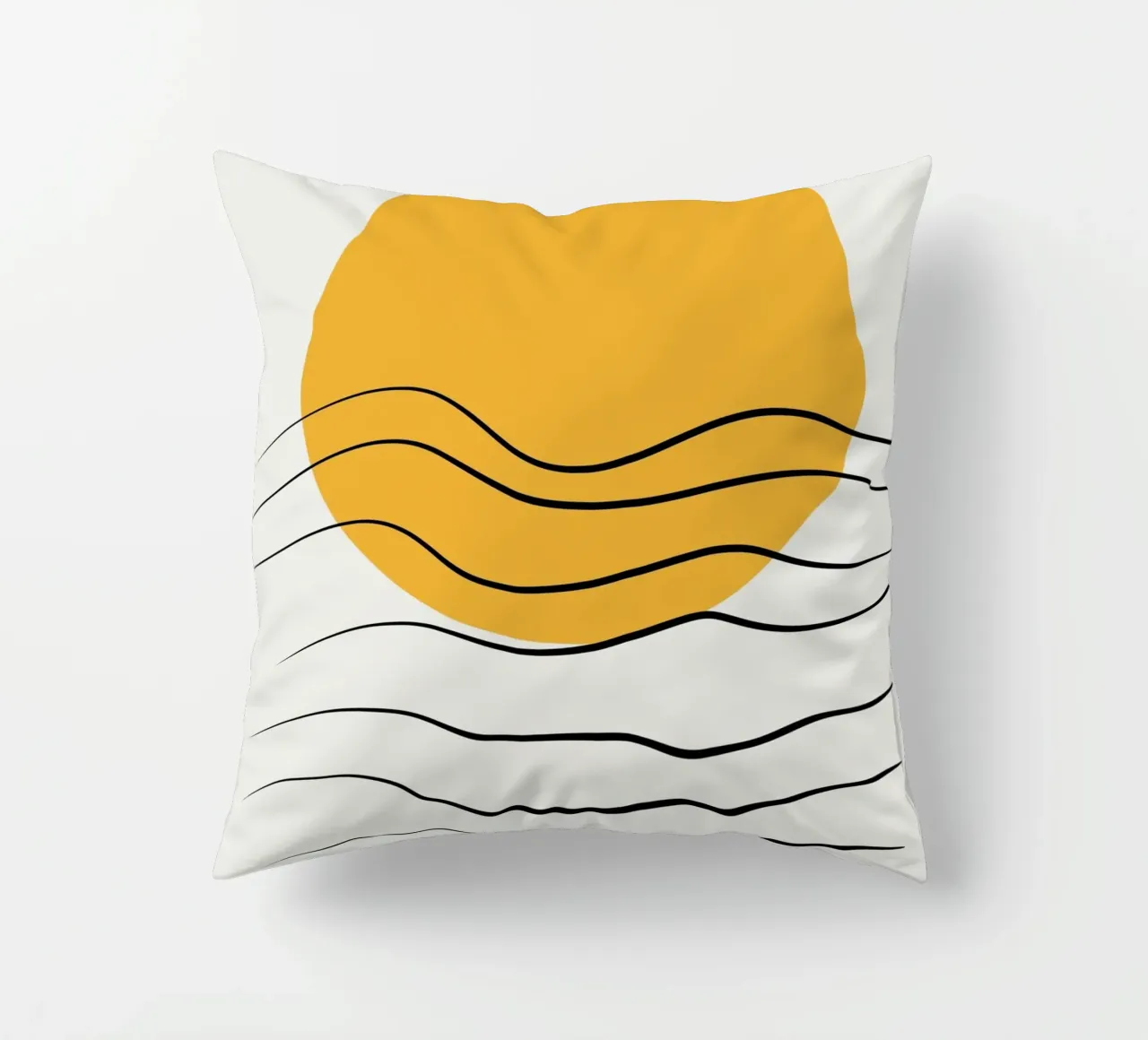 Giallo e linee artistiche 06 cuscino da Little Dean