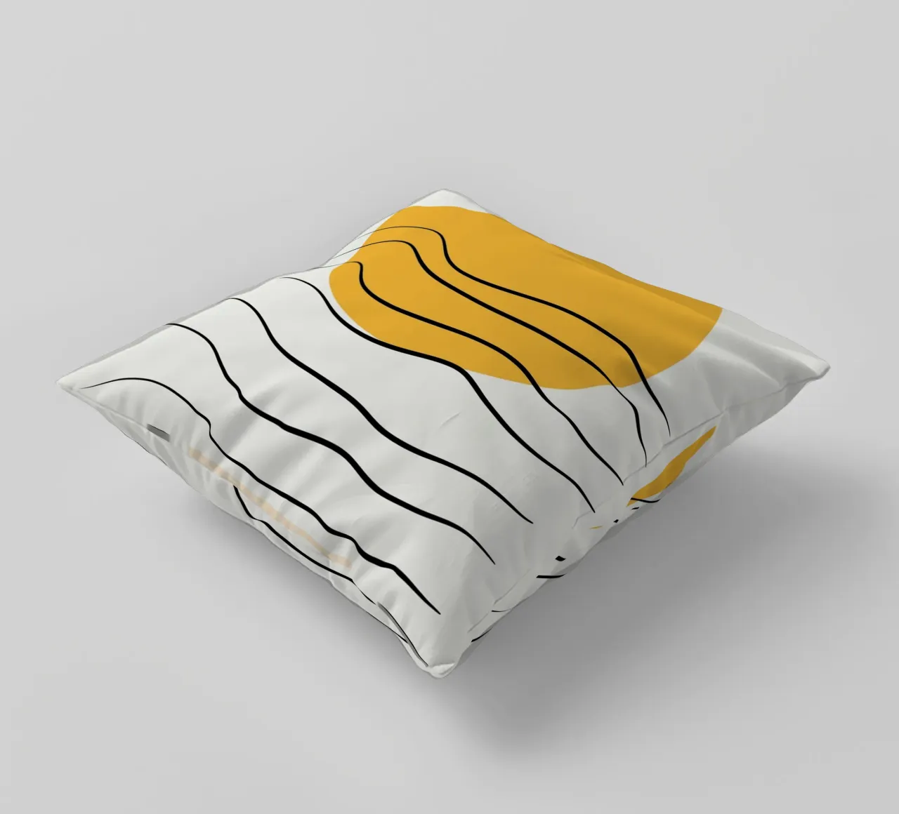 Giallo e linee artistiche 06 cuscino da Little Dean