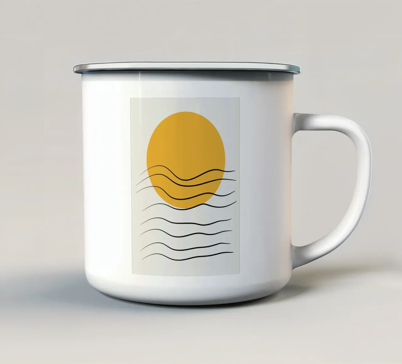 Giallo e linee artistiche 06 tazza in smalto da Little Dean