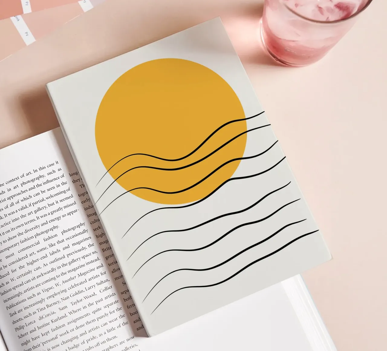 Yellow and line art 06 notebook by Little Dean
