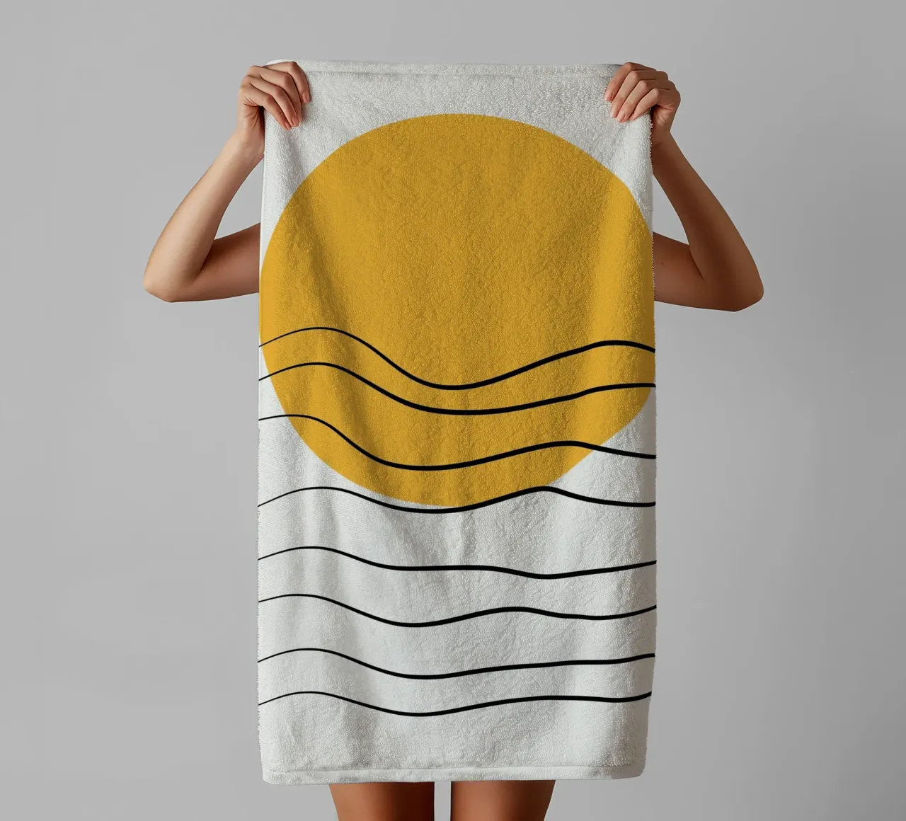 Giallo e linee artistiche 06 asciugamano da bagno da Little Dean