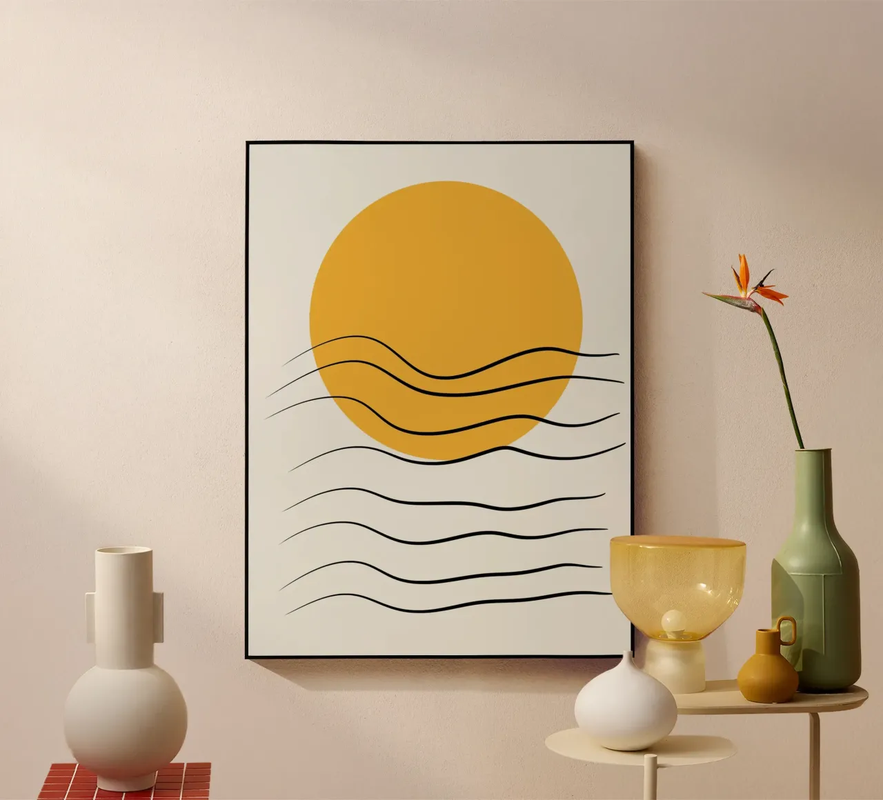Giallo e linee artistiche 06 plexiglass da Little Dean