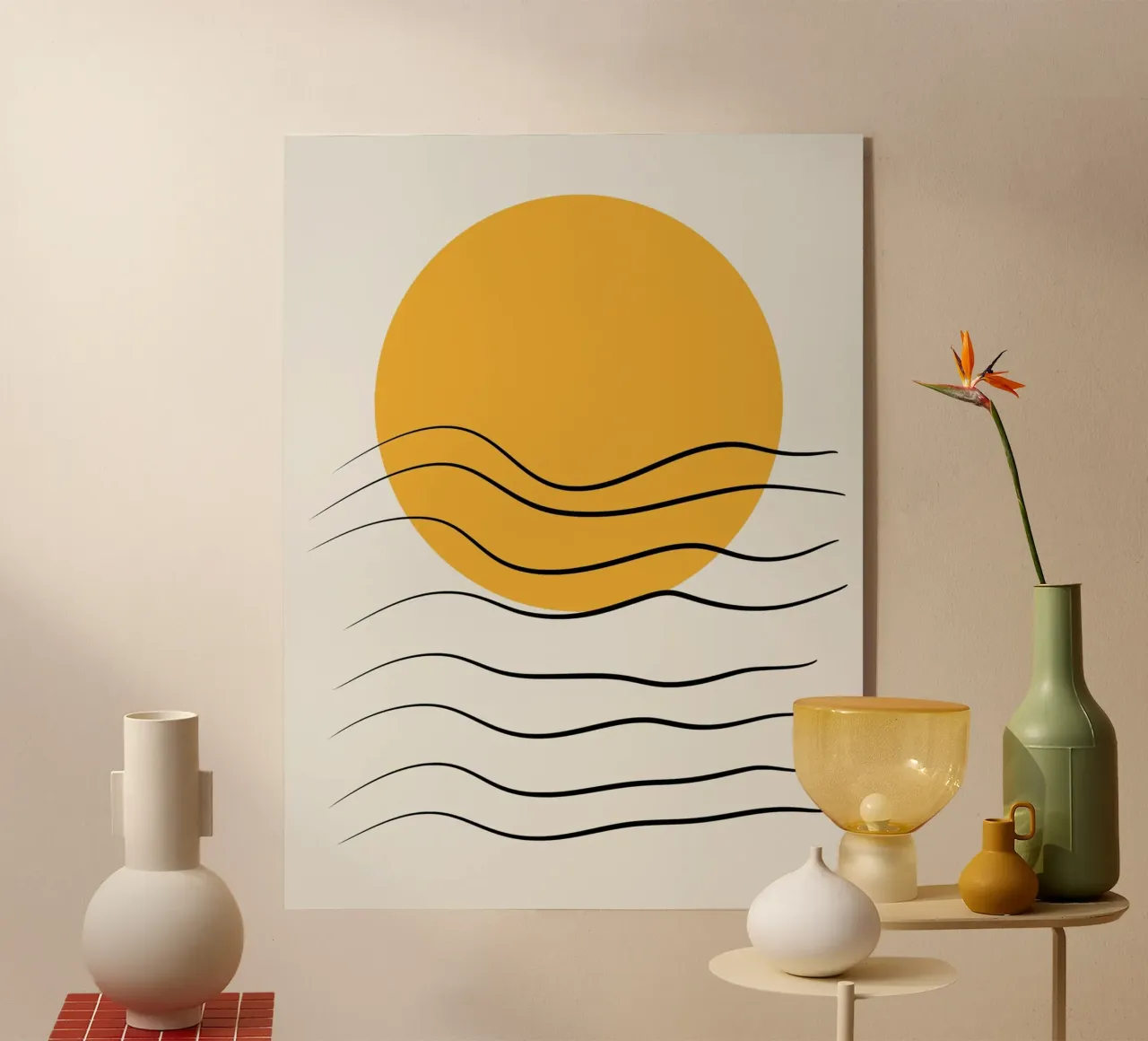 Giallo e linee artistiche 06 plexiglass da Little Dean