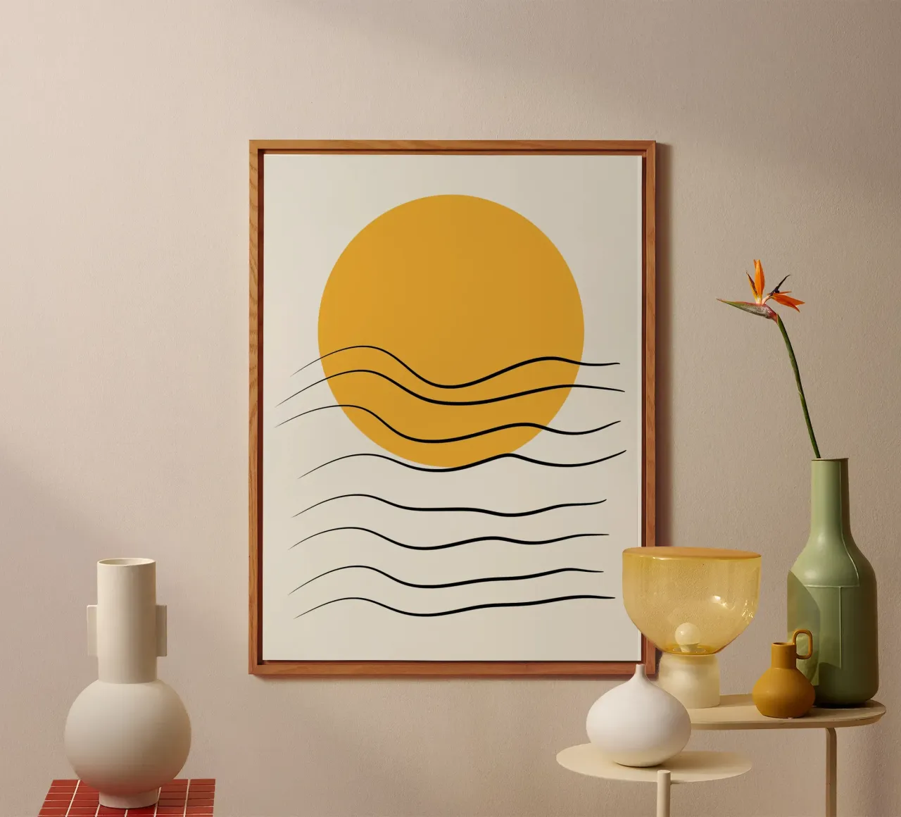 Giallo e linee artistiche 06 alluminio dibond da Little Dean