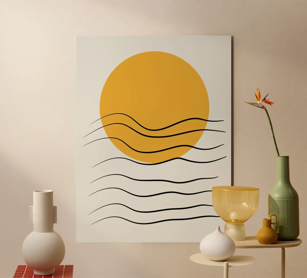 Giallo e linee artistiche 06 alluminio dibond da Little Dean