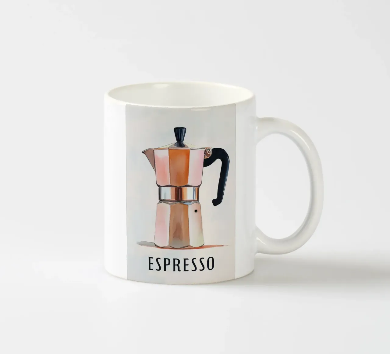 La routine mattutina con la moka tazza in ceramica da Carinaprint
