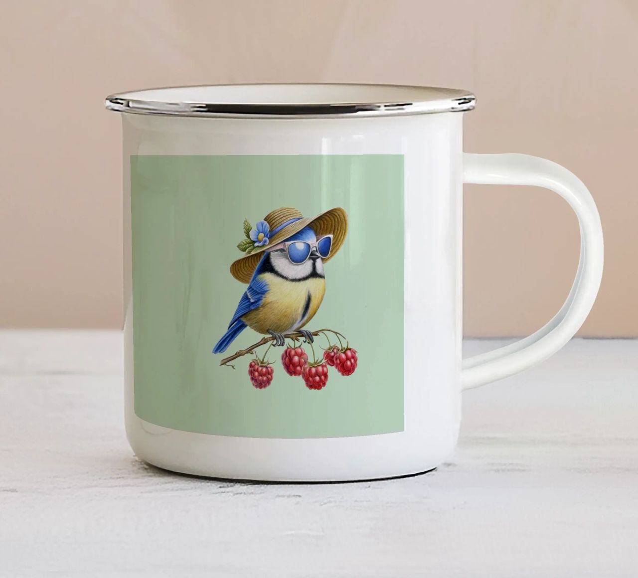 Uccello estivo tazza in smalto da Graphit und Farbe